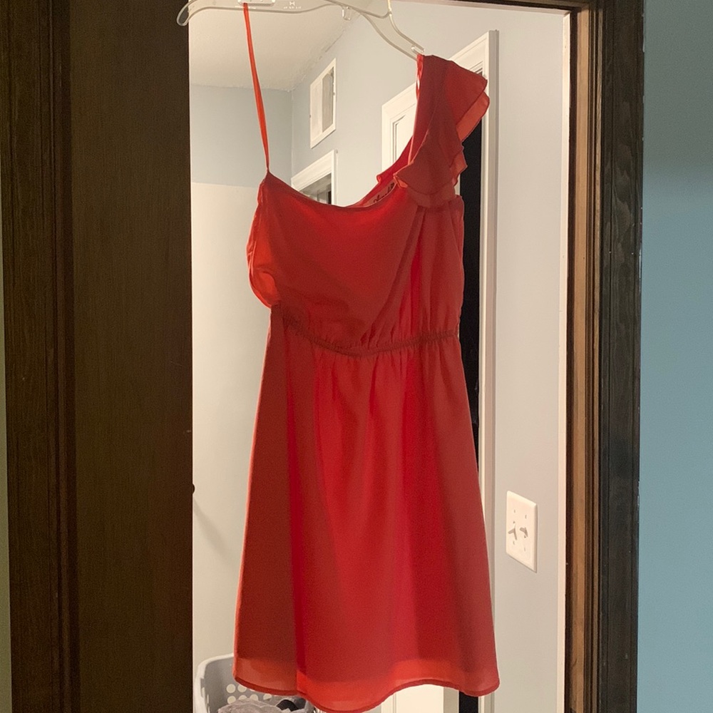Coral colored one shoulder dress size medium
